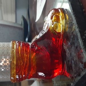 Beautiful vintage Dagenhart Amberine vaseline glass Hobo boot